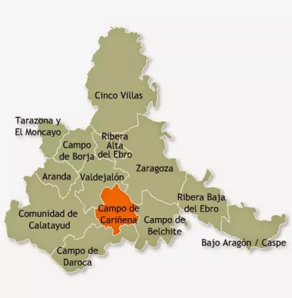Mapa de la provincia de Zaragoza (Aragón, España), dividido por las 13 comarcas que la forman.